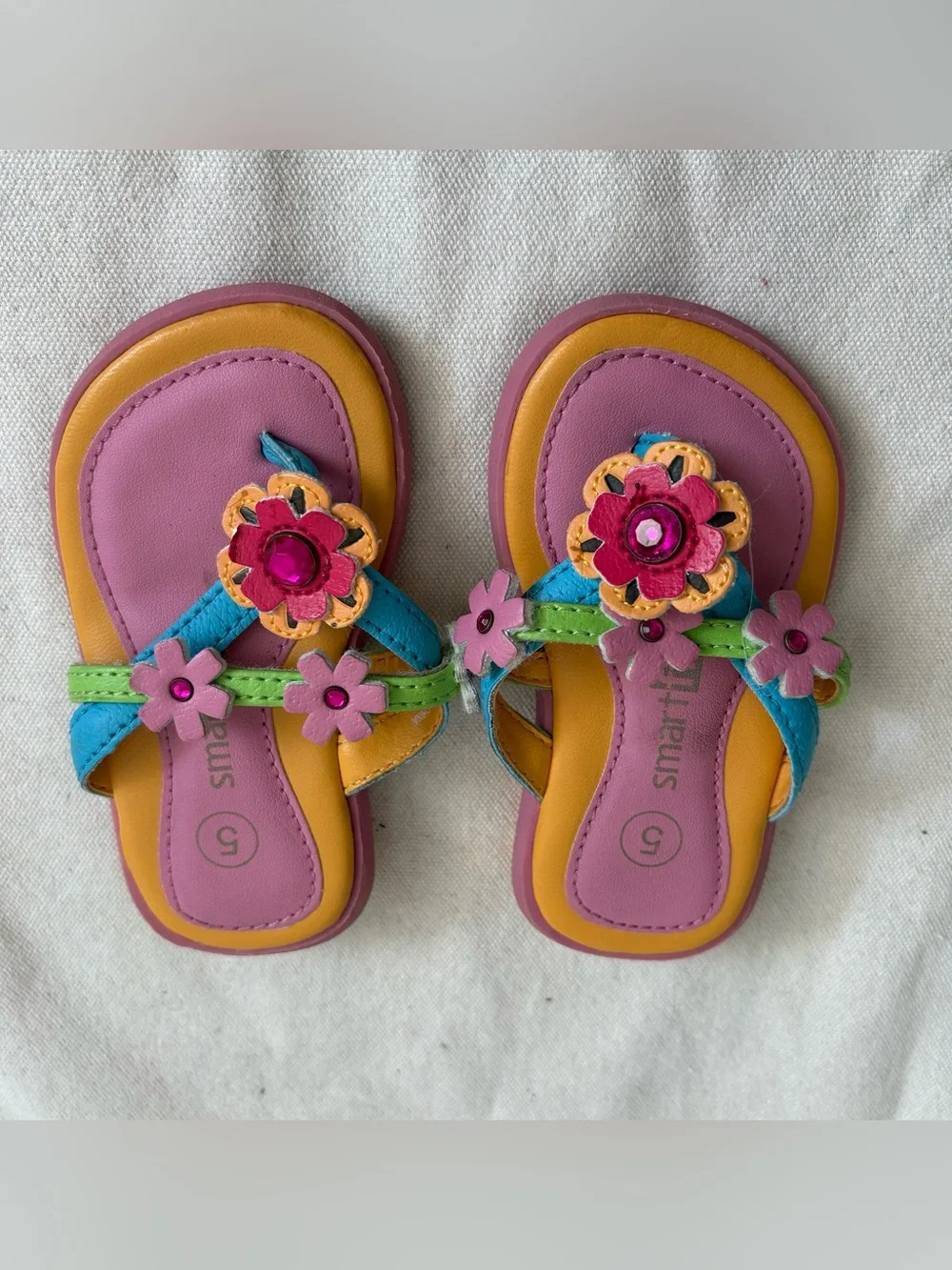SmartFit Toddler Girls Multicolor Floral Flip Flop Sandals Slip On Size 5